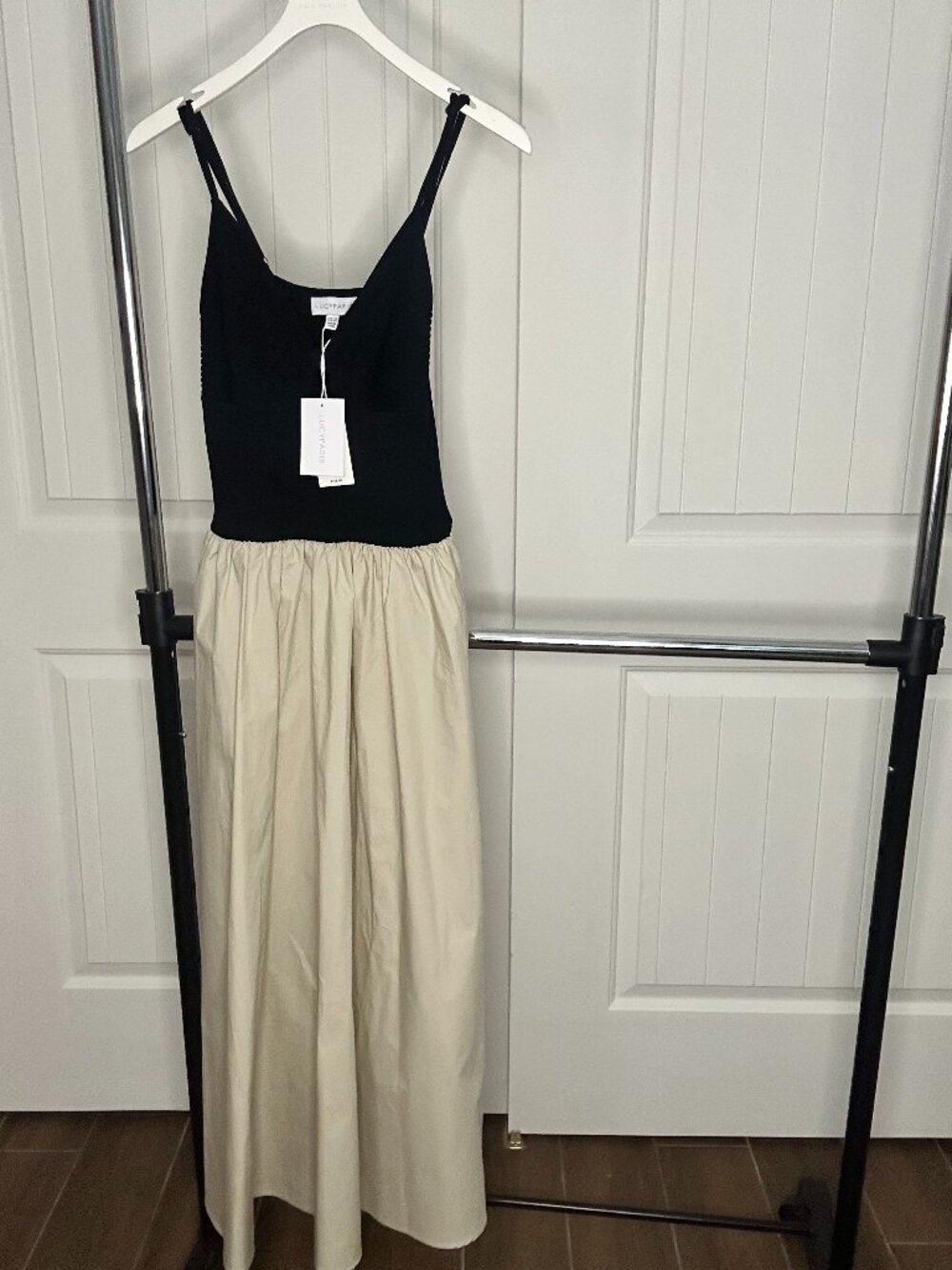 NWT Lucy Paris Black & Cream Color Block Maxi Dress | size medium